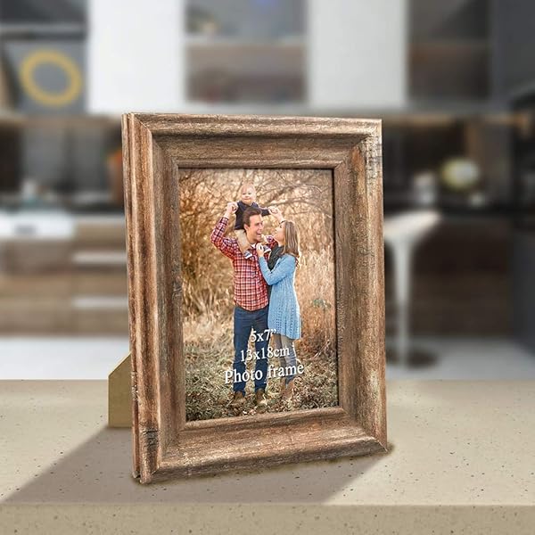 ZBEIVAN 2-Pack Vintage 5x7 Picture Frames - Rustic Brown Family Art for Tabletop & Wall Display - Image 7