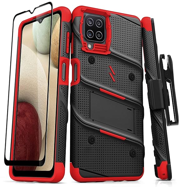 ZIZO BOLT Series Galaxy A12 Case in Black and Red for Ultimate Protection and Style