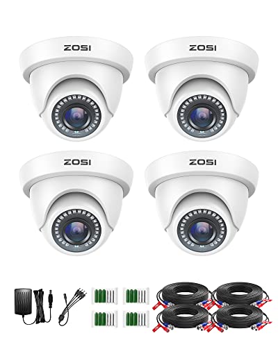 ZOSI 4-Pack 2.0MP HD 1080P Security Cameras Kit with 80ft Night Vision for Indoor/Outdoor Use