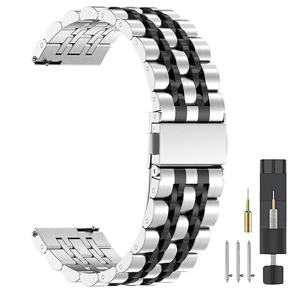 ZPJPPLX Universal Quick Release Watch Band,18mm 20mm 22mm Stainless Steel Metal Straps for Samsung Galaxy Watch 6 5 4 3,Garmin Watch,Huawei Watch,