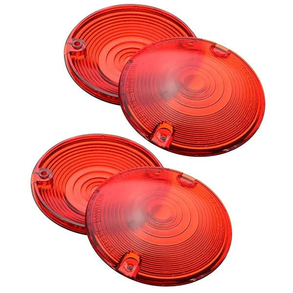 ZYTC "ZYTC 3 1/4" Red Motorcycle Turn Signal Lens Kit for Harley-Davidson Electra Glide & Road King - Pack of 4"