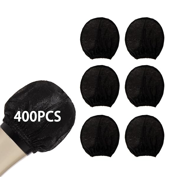 Zettokete 400 PCS Disposable Microphone Covers - Perfect for Karaoke & Stage Performance, Fits Most Handheld Mics, Non-Woven Black - Image 2