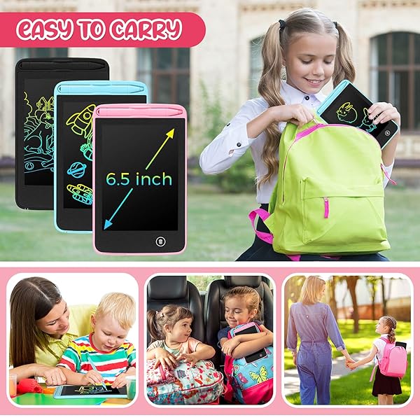 Zhehao 20 Pcs LCD Writing Tablet for Kids 6.5 Inch Colorful Doodle Board LCD Writing Board Kids Portable Electronic Drawing Board Erasable Drawing - Image 5