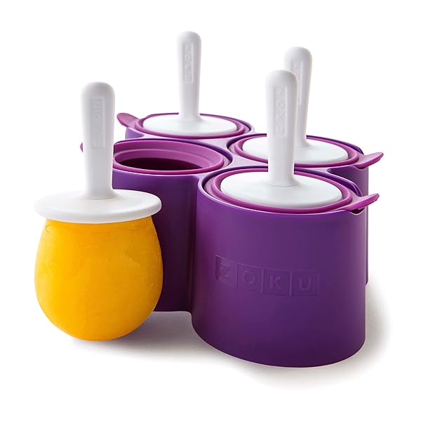 Zoku Round Pop Mold: Easy-Release BPA-Free Silicone Popsicle Maker with Sticks & Drip Guards