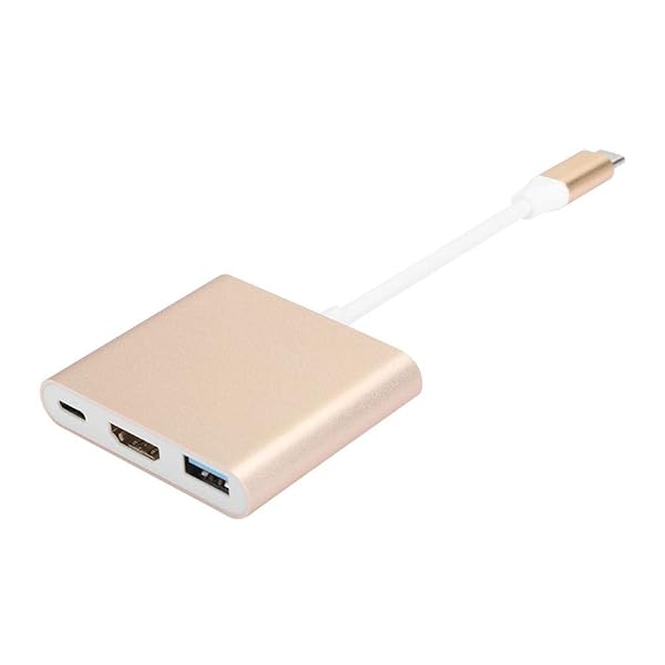 Zopsc 3-in-1 USB-C Adapter: Multifunctional Type-C Converter for Monitors - Durable Metal Shell (Gold) - Image 2