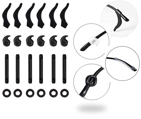 Zotech 12 Pairs Premium Silicone Eyeglasses Retainers Anti-Slip Comfort Ear Grip Hooks for Spectacle Sunglasses Reading Glasses Black