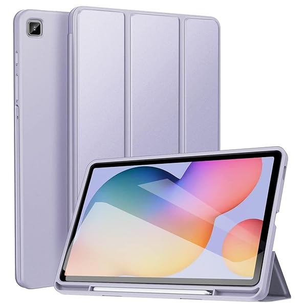 "ZtotopCases Galaxy Tab S6 Lite 10.4" Case (2020/2022/2024) - Lightweight Trifold Folio with Pen Holder & Auto Wake/Sleep - Purple"