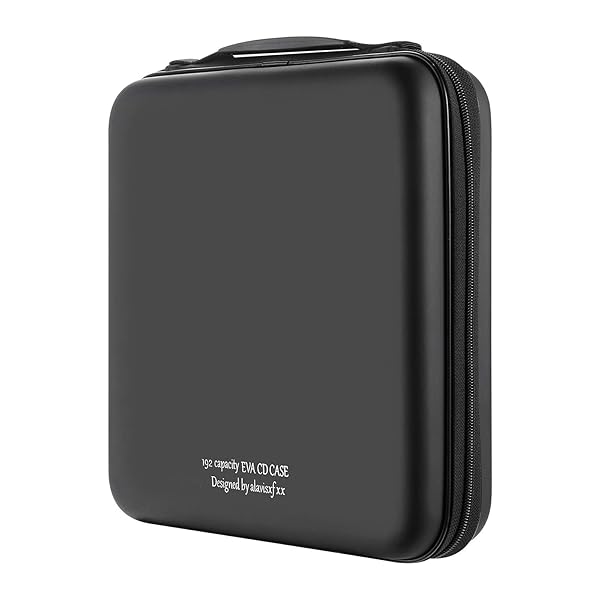 Alavisxf XX CD Case 192 Capacity EVA Protective Blu-ray DVD Case Portable Zipper Disc Storage Organizer for Car Home Travel Black