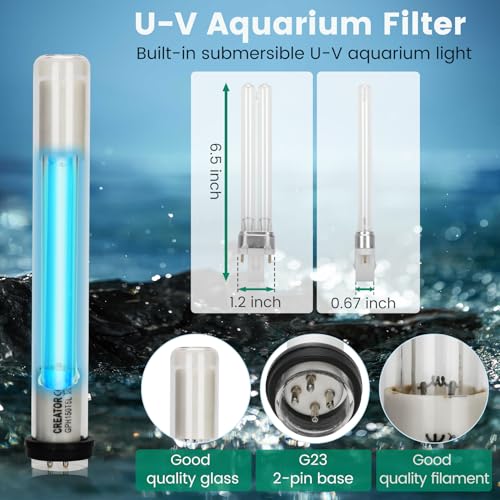 Aquarium Filter UV for 20-75 Gallon 200GPH Fish Filter with 5W Double Light for Turtle Tank Saltwater Freshwater Algae Removal - Image 6