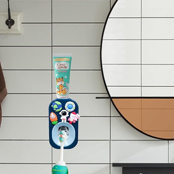 Automatic Kid Toothpaste Dispenser Wall Mounted Bathroom Decor for Kids and Family by Mr Thumbs Astronaut Design - Image 4