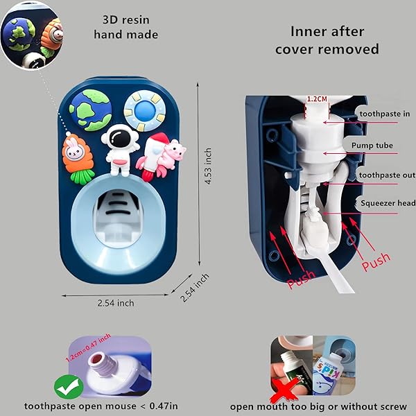 Automatic Kid Toothpaste Dispenser Wall Mounted Bathroom Decor for Kids and Family by Mr Thumbs Astronaut Design - Image 5