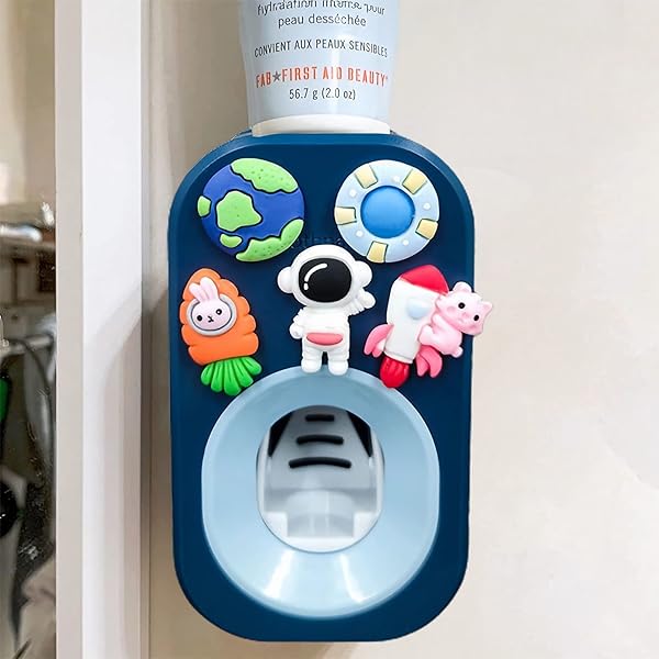 Automatic Kid Toothpaste Dispenser Wall Mounted Bathroom Decor for Kids and Family by Mr Thumbs Astronaut Design - Image 2