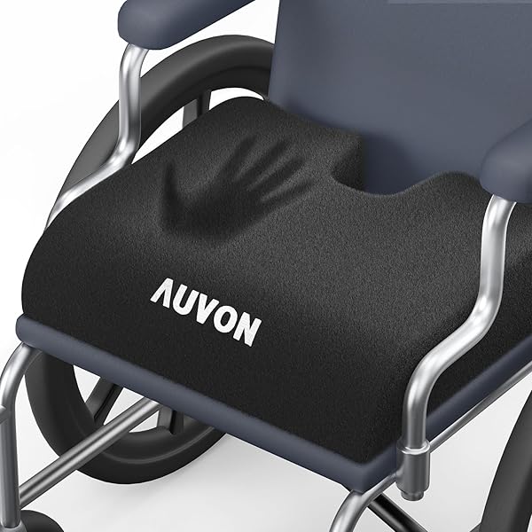 AUVON Wheelchair Seat Cushion 18x16x3 for Sciatica Back Pain Relief Memory Foam Pressure Relief Cushion with Removable Strap Waterproof Fabric - Image 2