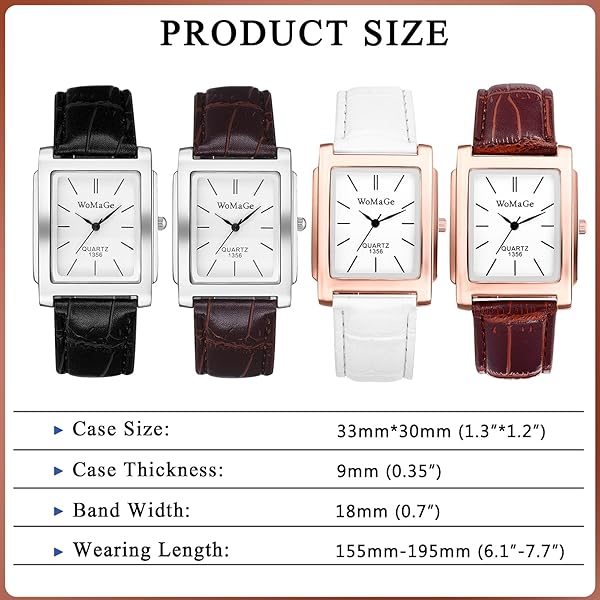 Avaner Men's Vintage Leather Cuff Square Watch with Roman Numerals Classic Retro Analog Quartz Wristwatch - Image 8