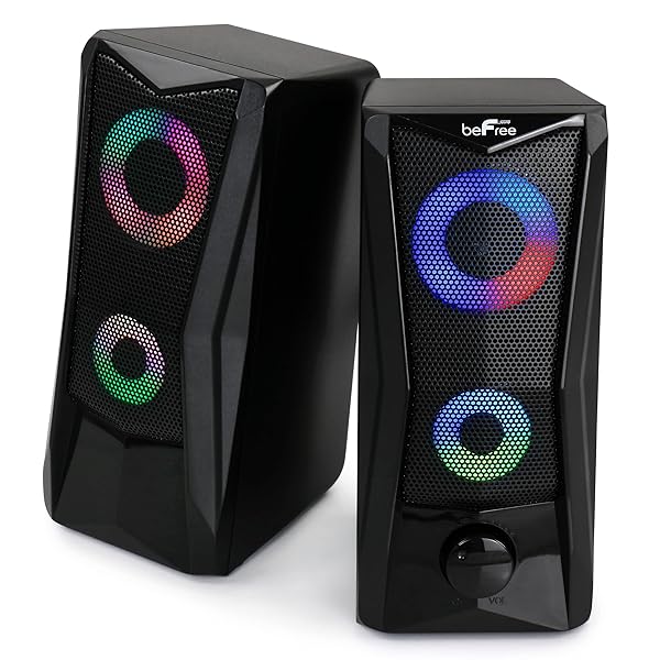 beFree Sound Computer Gaming Speakers with Color LED RGB Lights - Image 3