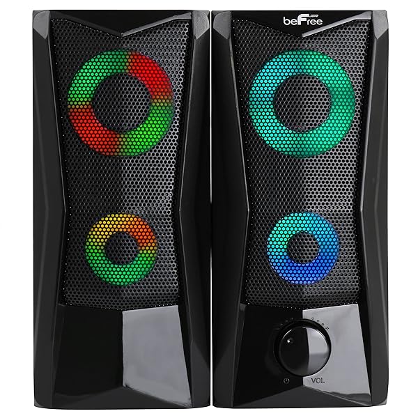 beFree Sound Computer Gaming Speakers with Color LED RGB Lights - Image 2