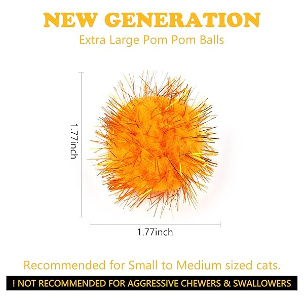 CABAX 1.8 Inch Assorted Color Sparkle Balls Tinsel Pom Poms Glitter Toys for Cats and Kittens 20 Pack Ideal for DIY Christmas Projects - Image 4
