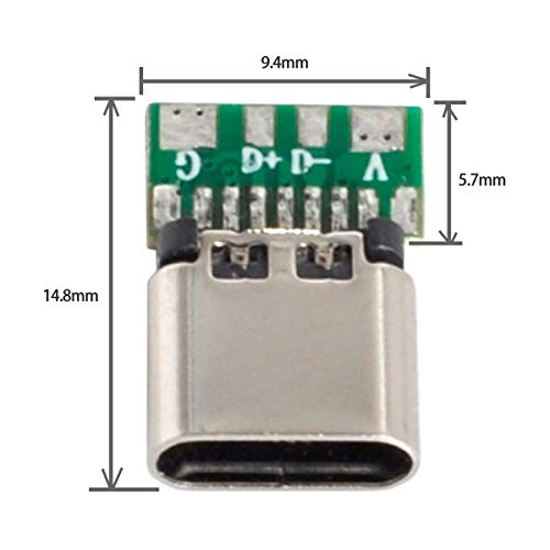 Buy Cablecc 10set DIY 4pin USB 2.0 Type C Female Socket Connector with PC Board & Housing - Fast Shipping! - Image 9