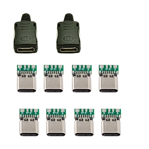 Buy Cablecc 10set DIY 4pin USB 2.0 Type C Female Socket Connector with PC Board & Housing - Fast Shipping!