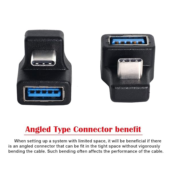 cablecc 180 Degree Up & Down Angled Type-C USB-C OTG to USB 3.0 Female Extension Adapter for Cell Phone & Tablet - Image 8