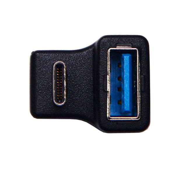 cablecc 180 Degree Up & Down Angled Type-C USB-C OTG to USB 3.0 Female Extension Adapter for Cell Phone & Tablet