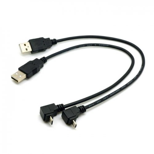 cablecc 2pcs USB 2.0 Male to Micro USB Up & Down Angled 90 Degree Cable 30cm for Cell Phone Tablet