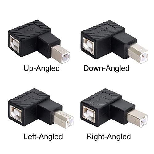 Cablecc 4Pcs USB 2.0 B Type Male to Female Extension Adapter 90 Degree for Disk Scanner Horizontal Vertical Angled - Image 6
