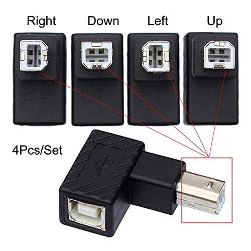 Cablecc 4Pcs USB 2.0 B Type Male to Female Extension Adapter 90 Degree for Disk Scanner Horizontal Vertical Angled - Image 7