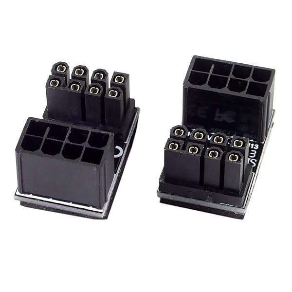 cablecc ATX 8Pin Female to 8pin Male 180 Degree AngledPower Adapter for Desktops Graphics Card
