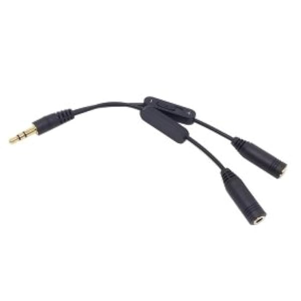 Cablecc Black 3.5mm Stereo Y Splitter with Volume Control - Dual Female Audio Adapter