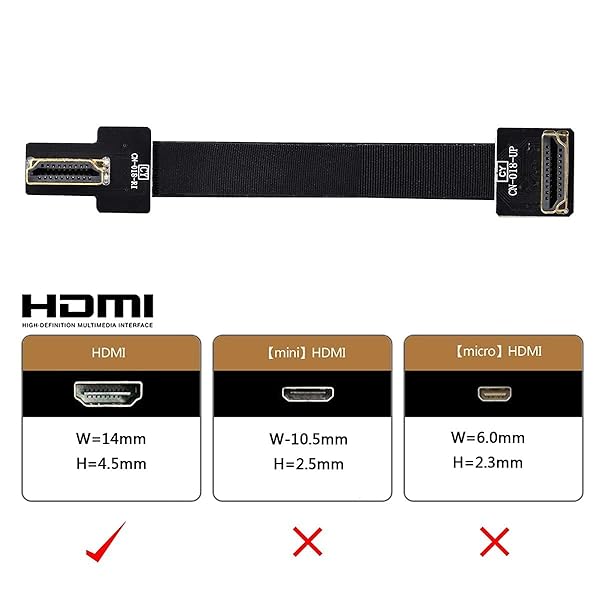 Cablecc CYFPV Dual 90 Degree HDMI Male to Male Flat Cable for FPV Multicopter Aerial Photography 10cm - Image 9