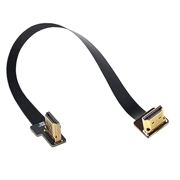 Cablecc CYFPV Dual 90 Degree HDMI Male to Male Flat Cable for FPV Multicopter Aerial Photography 10cm