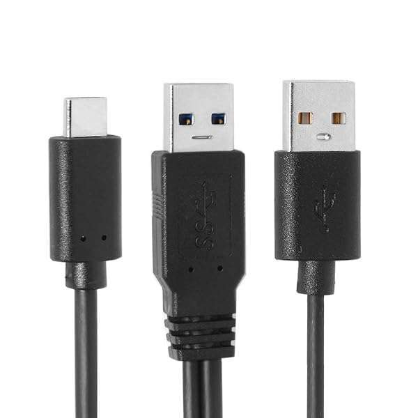 Buy Cablecc Type-C USB-C to USB 3.0 & USB 2.0 Dual Power Data Y Cable for Laptops & Hard Drives - Image 4
