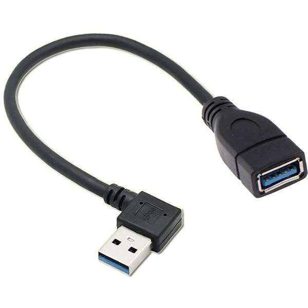 USB 3.0 Type-A Male to Female Extension Cable 20cm - 90 Degree Right Angle, 5Gbps Speed