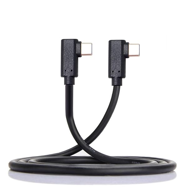 Cablecc USB-C Type-C to Type-C Cable 10Gbps 65W Dual 90 Degree Angled 1M Fast Charging Data Transfer