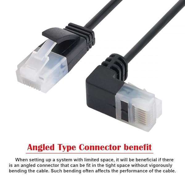 Ultra Slim Cat6 Ethernet Cable 90 Degree RJ45 - 2M Down Angled UTP Patch Cord for Laptop, Router & TV Box - Image 11