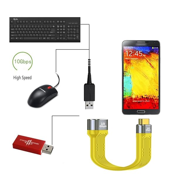 cablecc Yellow Type C Male USB 3.1 Host to USB3.0 Type A Female OTG Flat Slim FPC Data Cable for Laptop and Phone - Image 6