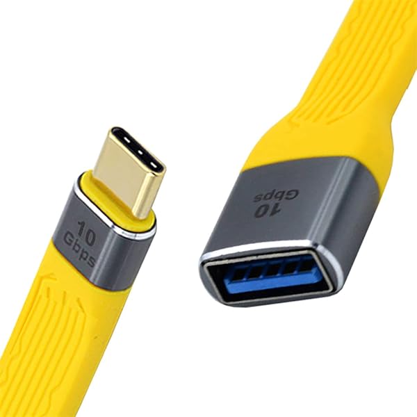 cablecc Yellow Type C Male USB 3.1 Host to USB3.0 Type A Female OTG Flat Slim FPC Data Cable for Laptop and Phone - Image 8
