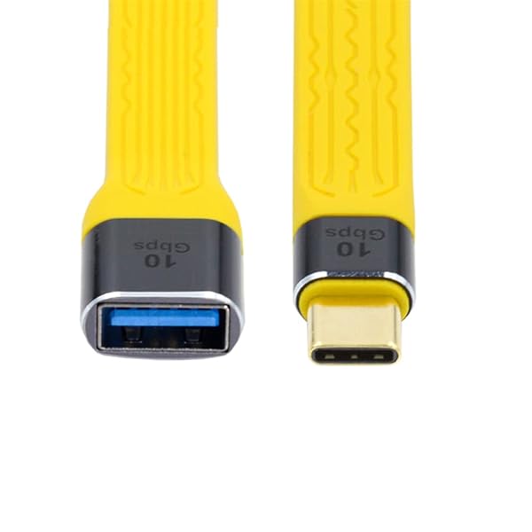 cablecc Yellow Type C Male USB 3.1 Host to USB3.0 Type A Female OTG Flat Slim FPC Data Cable for Laptop and Phone