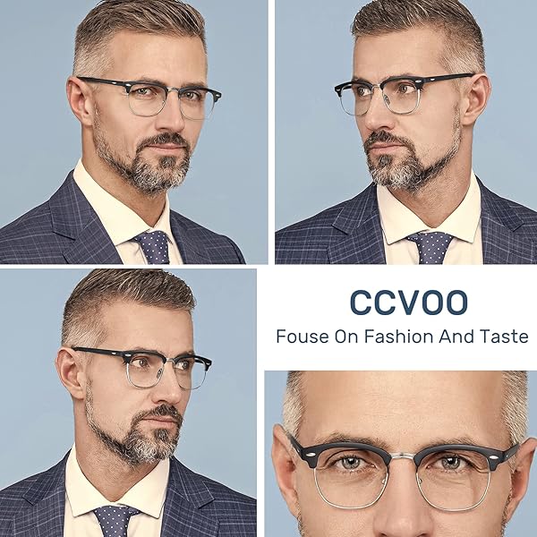 CCVOO 3 Pack Blue Light Blocking Reading Glasses Retro Semi Rimless Round Eyewear for Men and Women UV400 Filter - Image 8