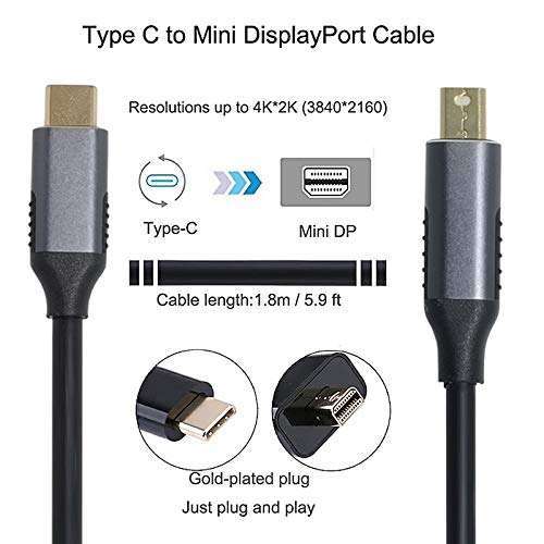 Chenyang USB C to Mini DisplayPort Adapter 4K 60Hz - 1.8M Cable for MacBook & Laptop Monitors - Image 4