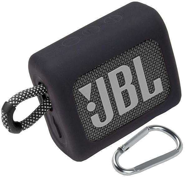 co2CREA Silicone Cover for JBL GO3 - Eco Waterproof Black Case for Ultra Portable Bluetooth Speaker