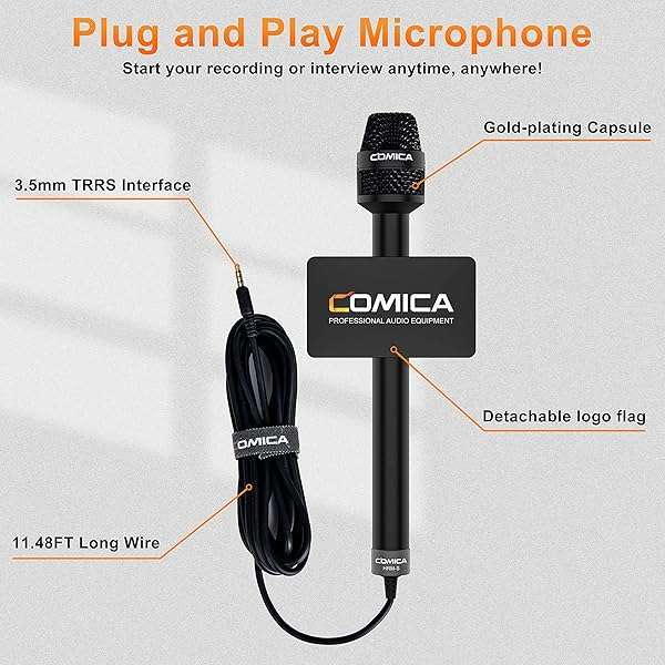 Comica Handheld Interview Microphone HRM-S: Best 3.5mm Cardioid Mic for Smartphones, Laptops & DSLRs - Image 7