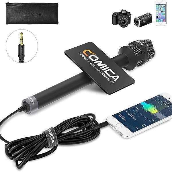 comica Comica Handheld Interview Microphone HRM-S: Best 3.5mm Cardioid Mic for Smartphones, Laptops & DSLRs
