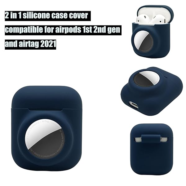 Glow in the Dark Airpods 1st 2nd Case with Airtag Holder 2 in 1 Anti-Scratch Anti-Fall Anti-Lost Cover Skin Glow Blue - Image 4