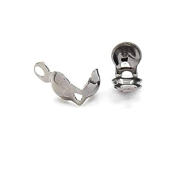 100 Gunmetal Bottom Clamp Clam Shell Bead Tips with Closed Loop for Knots and Crimp Findings