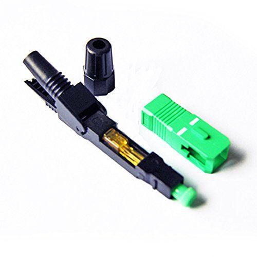 100-Pack SC/APC Optical Fiber Quick Connectors for CATV Network - Single Mode, Green & Black