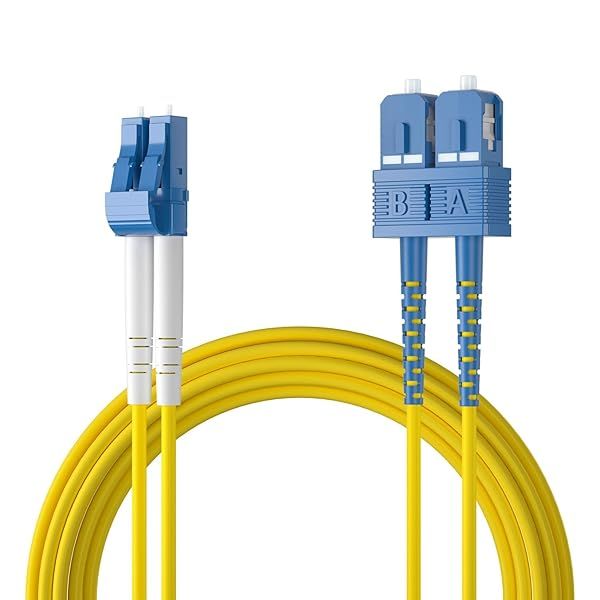 10Gtek Fiber Patch Cable LC to SC OS2 Singlemode Jumper 1 Meter Yellow 9/125 LSZH Fiber Optic Cord for High Speed Networking