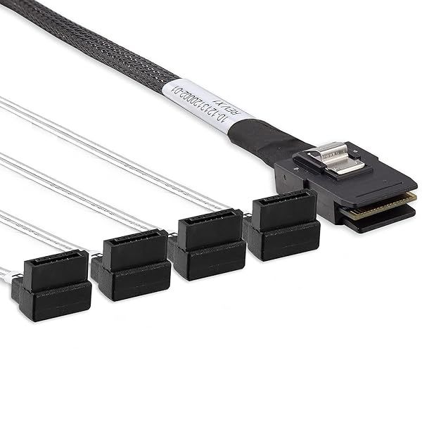 10Gtek MiniSAS SFF-8087 to 4xSATA Fan-Out Cable 0.5m High-Speed 6Gbps for RAID Controllers Servers and Storage Enclosures