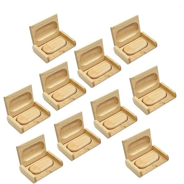 10PCS Maple Wood USB Flash Drive 16GB with Wooden Box High Speed 3.0 Storage Solution
